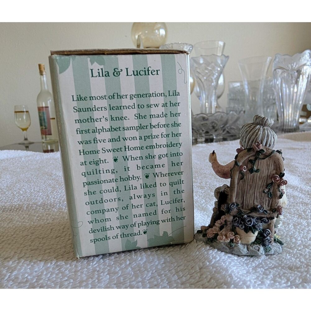 Ivy & Innocence Lila & Lucifer Figurine #05153 w/ Box 1997 Quilt Cat - Picture 7 of 8
